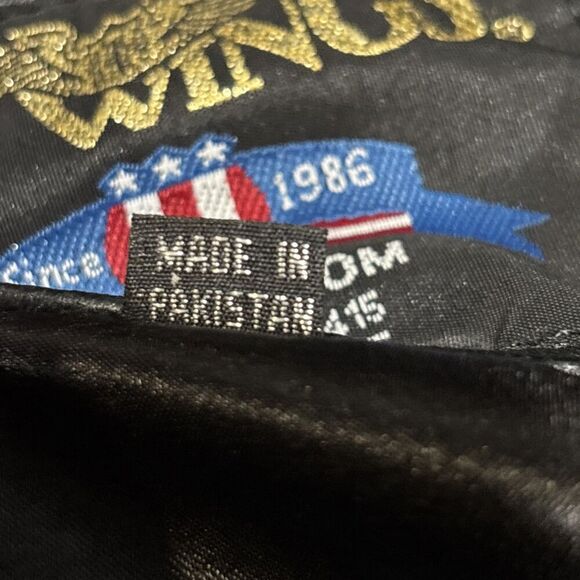 US Wings Men’s Black Leather Bomber Flight Jacket Size XXL - Picture 14 of 16